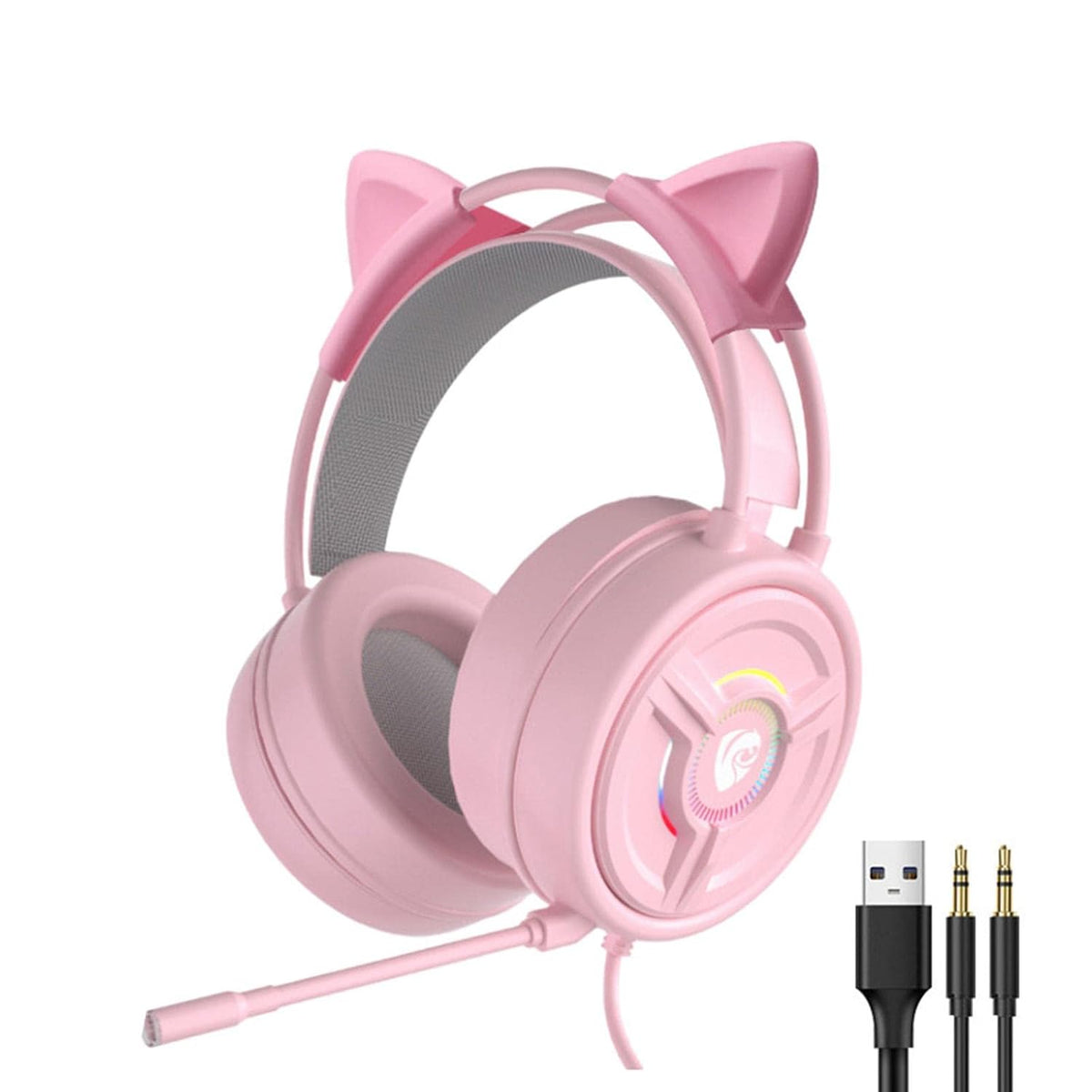 ATORSE Psh-200 3.5Mm Gaming Headset Headphone W/Mic for Pc Laptop Pink Cat Ear