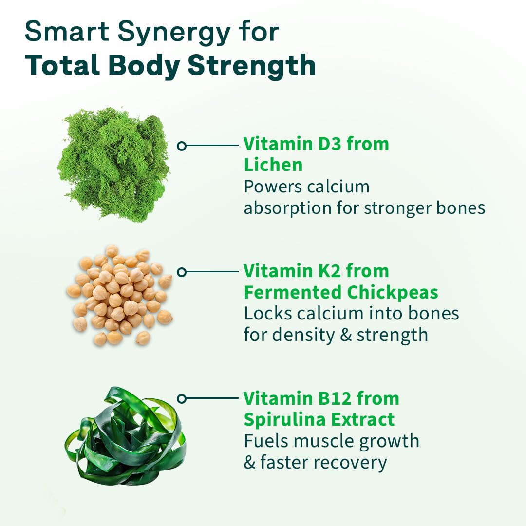 OZiva Vitamin D3, K2 & B12 | With Vitamin D3 For Stronger Bones, K2 (MK7) for Bone Density & B12 for Muscle Growth & Recovery - 90 Tablets Starter Pack - Pack 1