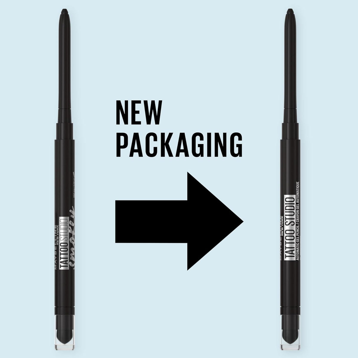 Maybelline Tattoo Studio Automatic Gel Pencil Waterproof Eyeliner, Blendable, Smudge Resistant, Matte Eyeliner For Up To 36HR Wear, Pitch Black (Smokey Black),