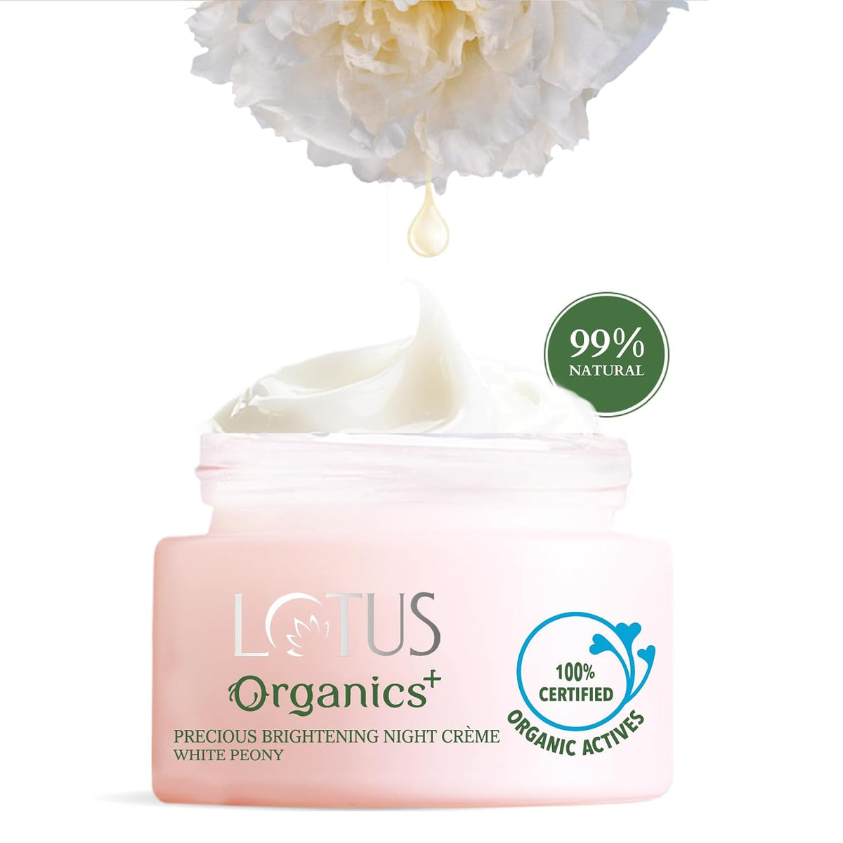 Lotus Organics+ Precious Brightening Night Cream | For Dark Spots, Blemishes & Pigmentation | Night Moisturiser | 30g
