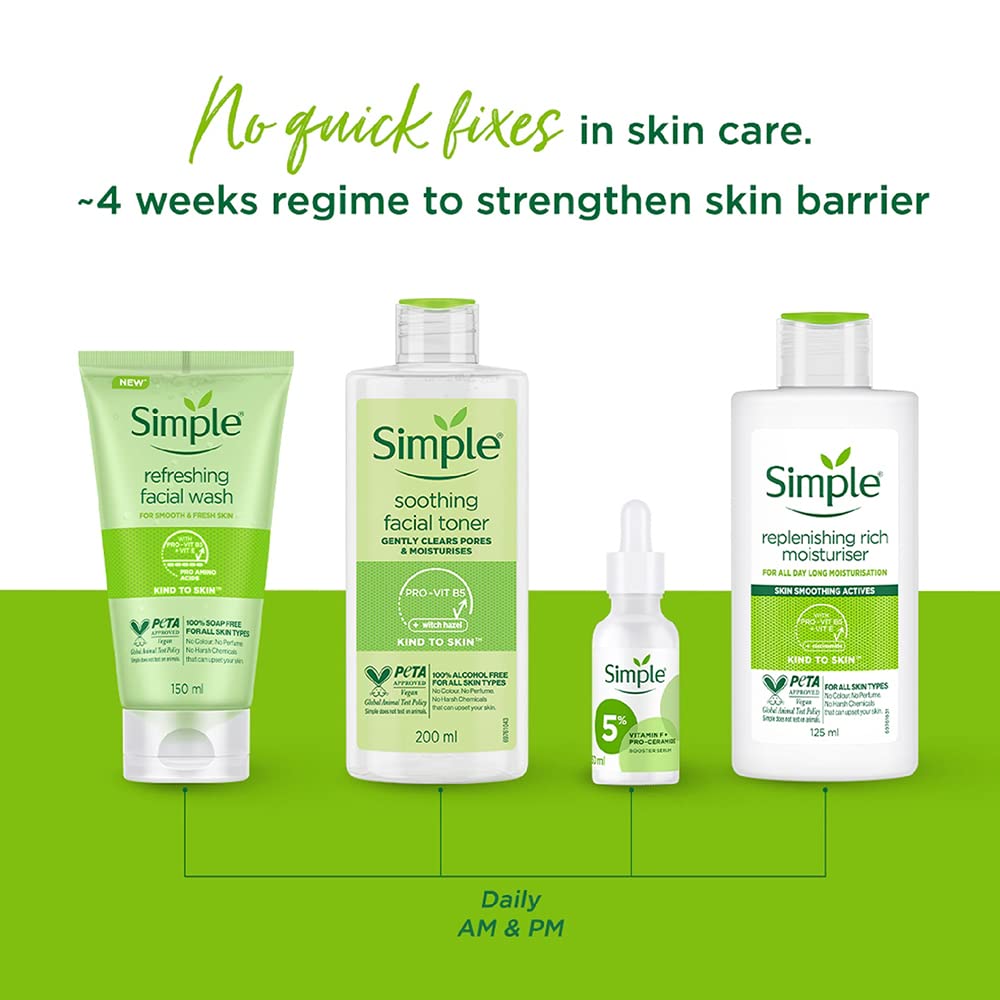 Simple Kind To Skin Replenishing Rich Moisturiser 125 ml | For All Day-Long Moisturisation with Pro-Vitamin B5 & Glycerin | For Normal to Dry Skin