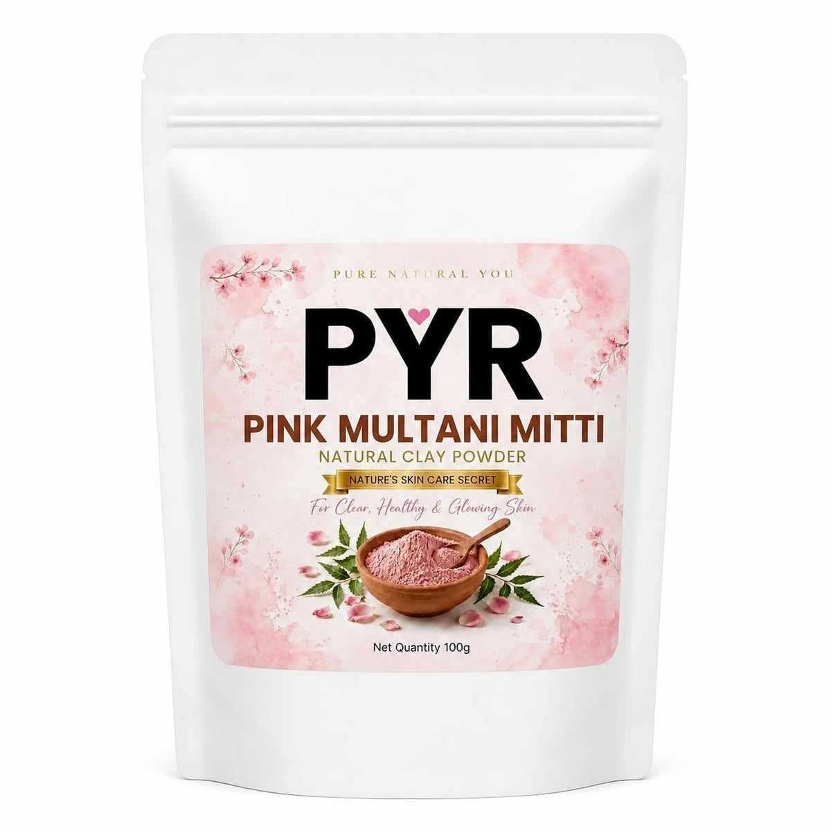 PYR- NATURAL PINK MULTANI MITTI POWDER FOR FACE, SKIN 100g