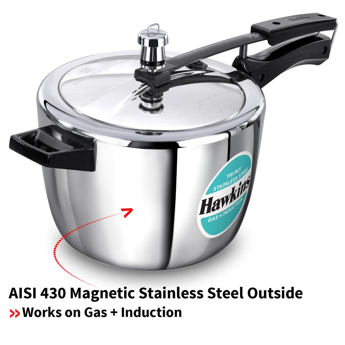 Hawkins 1.5 Litre Triply Stainless Steel Pressure Cooker, Inner Lid Induction Baby Cooker, Silver (HSST15) 1.5 Litres