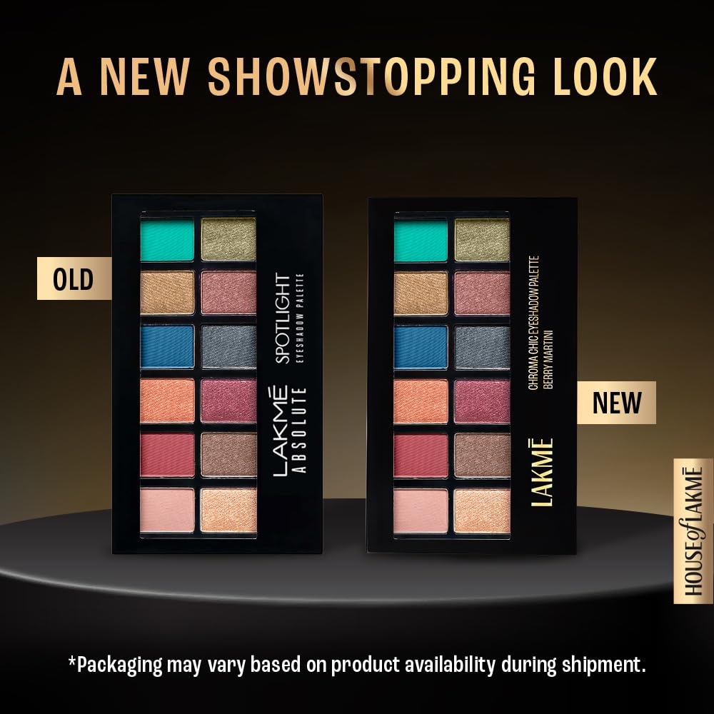 Lakmé Glitterati Chroma Chic Eye Shadow Palette, Highly Pigmented, Shimmery, Lightweight, Berry Martini|| 12 g 12 g (Pack of 1)