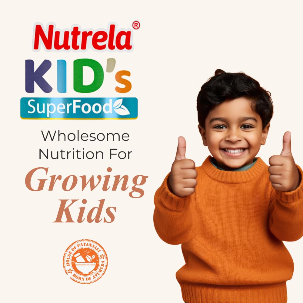 Nutrela Kids Protein Powder - 400g, Chocolate Flavour | Helps in Memory and Brain Development | Improve Muscle Mass, Bone and Teeth Strength | Ideal for 4 to 15