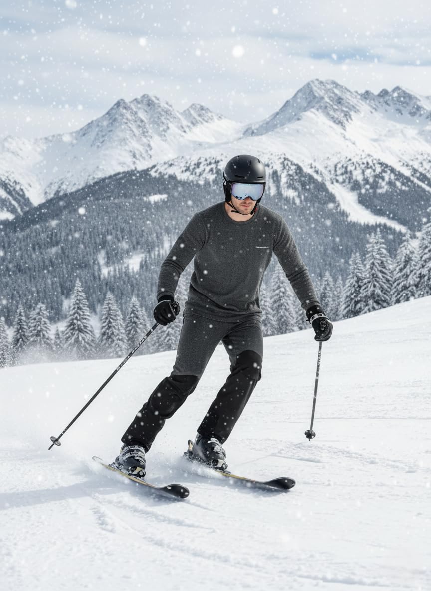 Men's Thermal Top & Lower Inner Full Sleeve M Charcoal