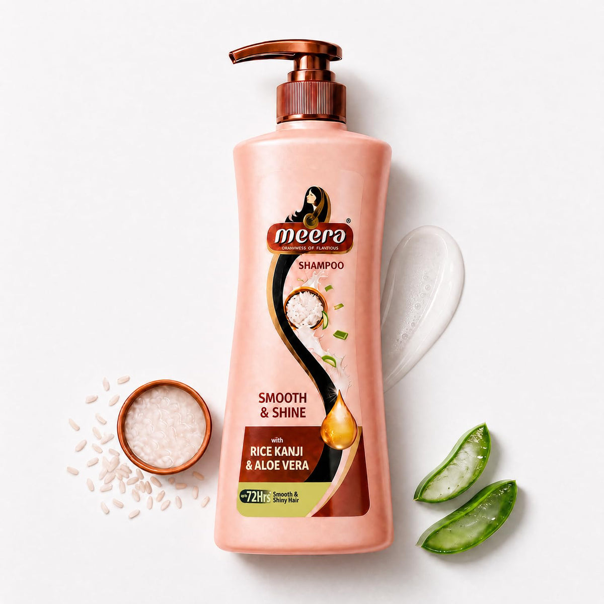 Meera Smooth & Shine Shampoo|Rice Kanji & Aloe Vera| 650ml 650 ml (Pack of 1)