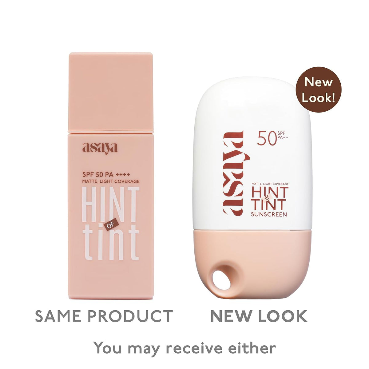 Asaya Under One Sun Hint of Tint Tinted Sunscreen SPF 50 PA++++ | In-VIVO Tested | Matte Light Coverage | Seashell | Light | 40 ml
