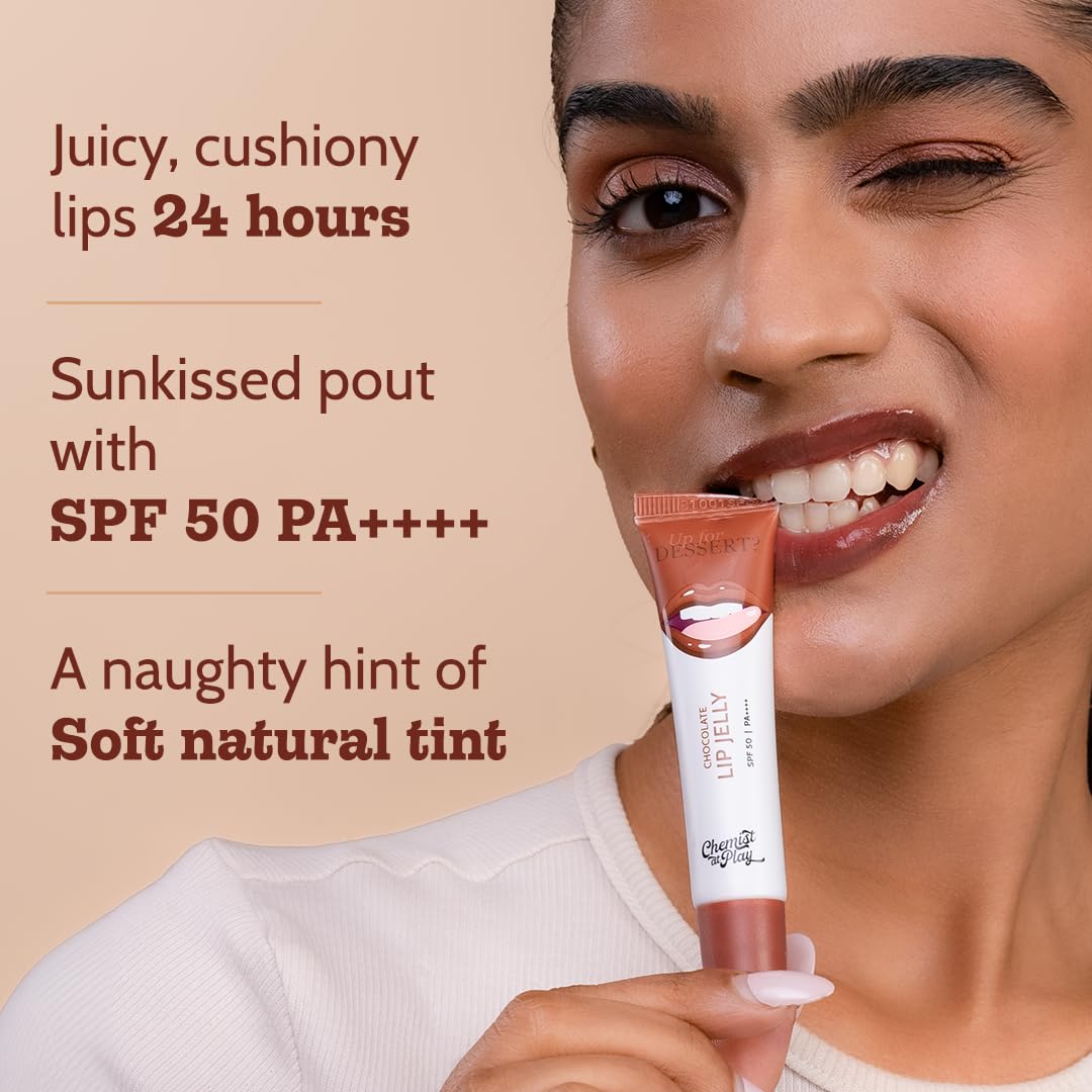 Chemist At Play Cherry & Chocolate Tinted Lip Balm Combo | 24 Hour Moisturization, SPF 50, 2% Kojic Acid | 10g + 10g