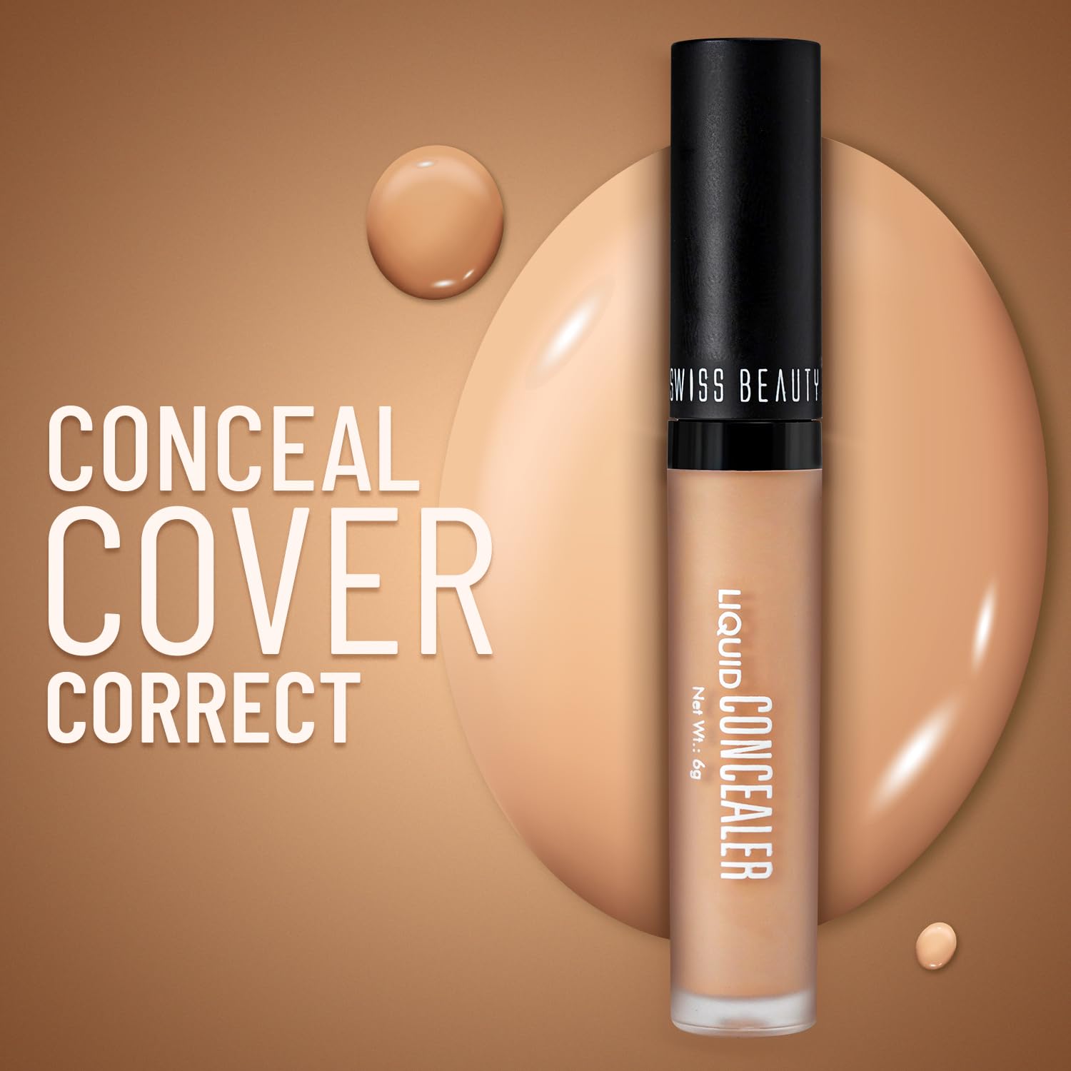 Swiss Beauty Liquid Light Weight Concealer With Full Coverage |Easily Blendable Concealer For Face Makeup With Matte Finish | Shade- Warm Honey, 6g