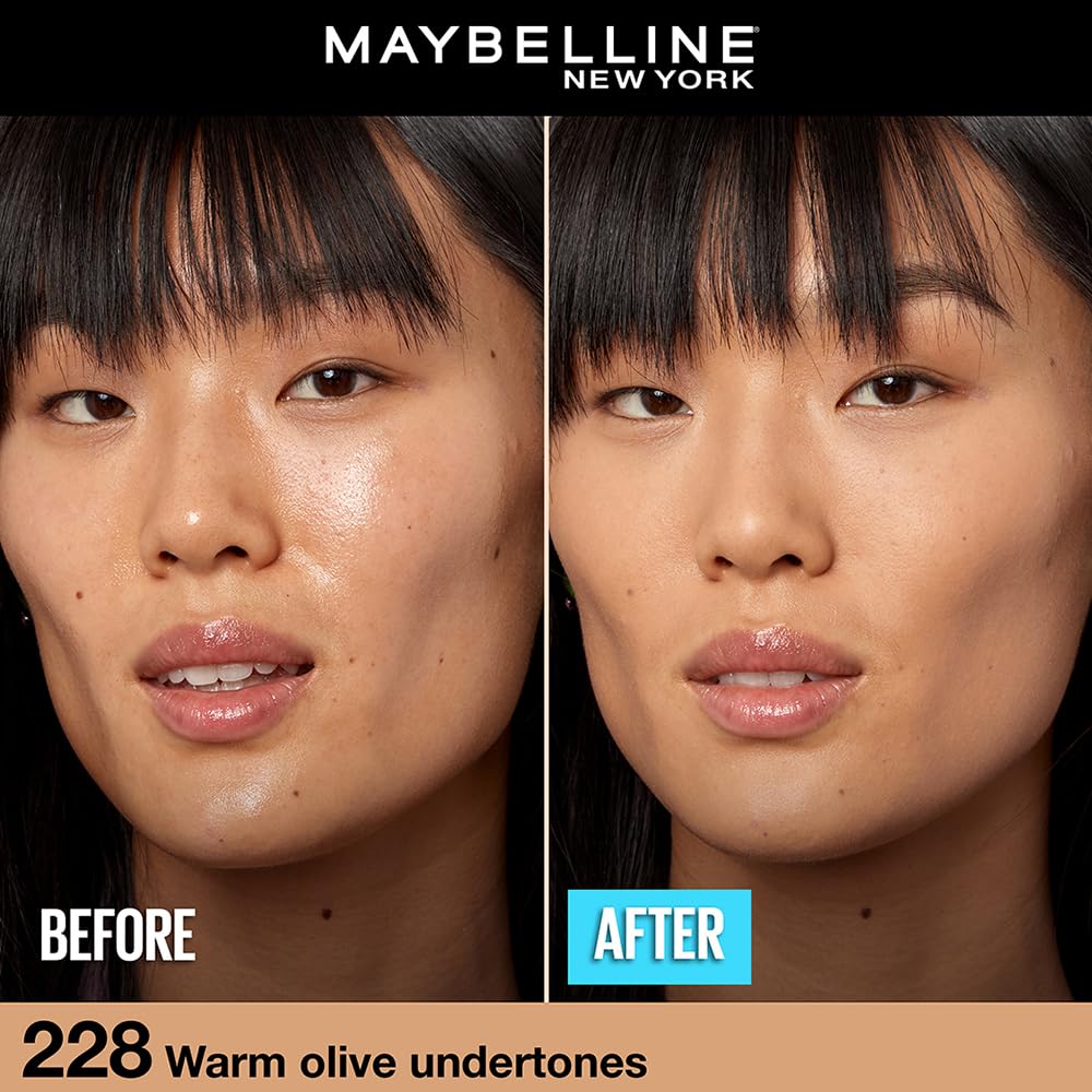 Maybelline New York Fit Me Matte + Poreless Liquid Foundation, pore minimising lightweight formula suitable for daily use and Indian Skin - 228 Soft Tan, 30 ml