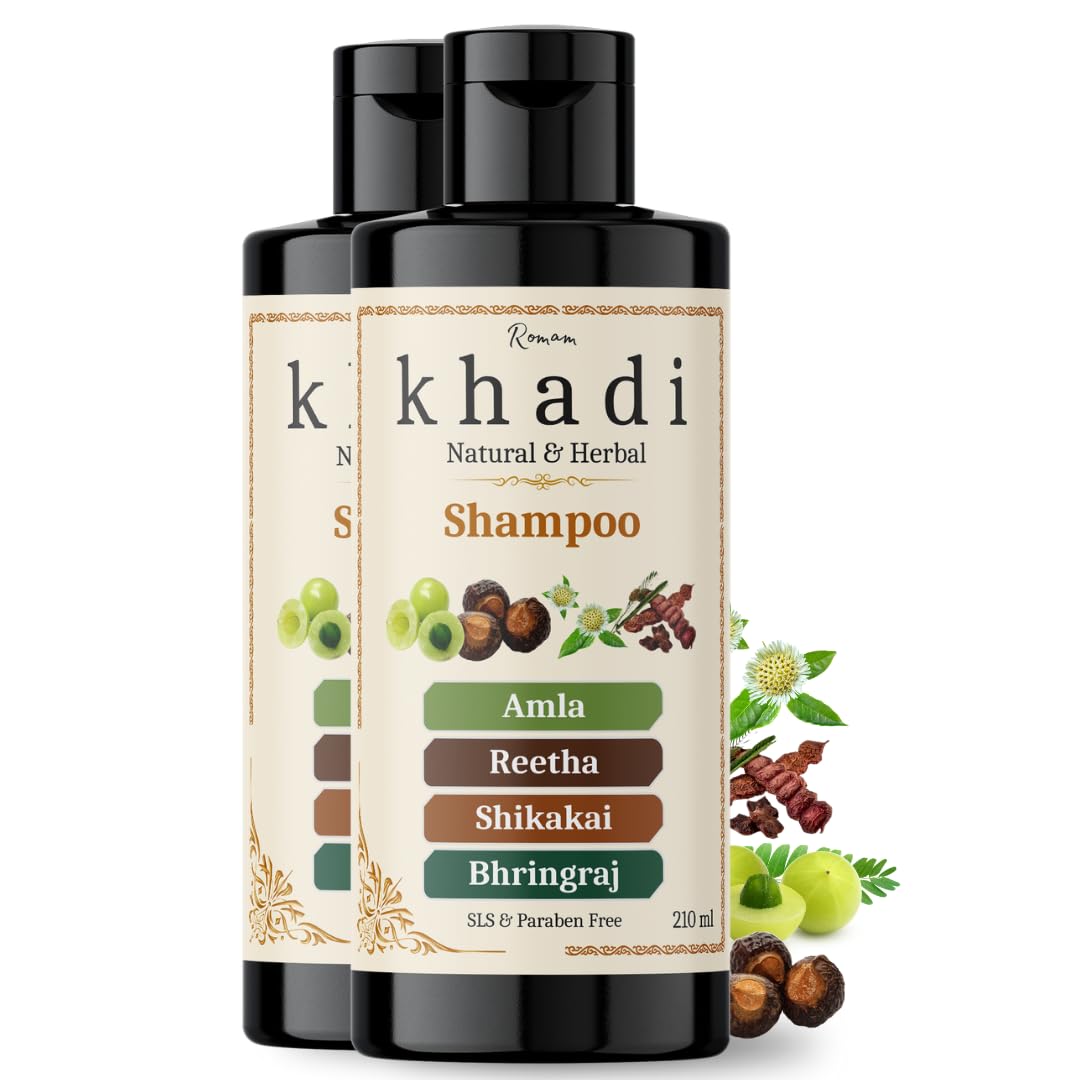 Khadi Natural Amla Reetha Shikakai Bhringraj Shampoo | Herbal Hair Strength & Scalp Nourishment | Khadi Natural Shampoo for Women & Men | Sulfate, SLS & Paraben