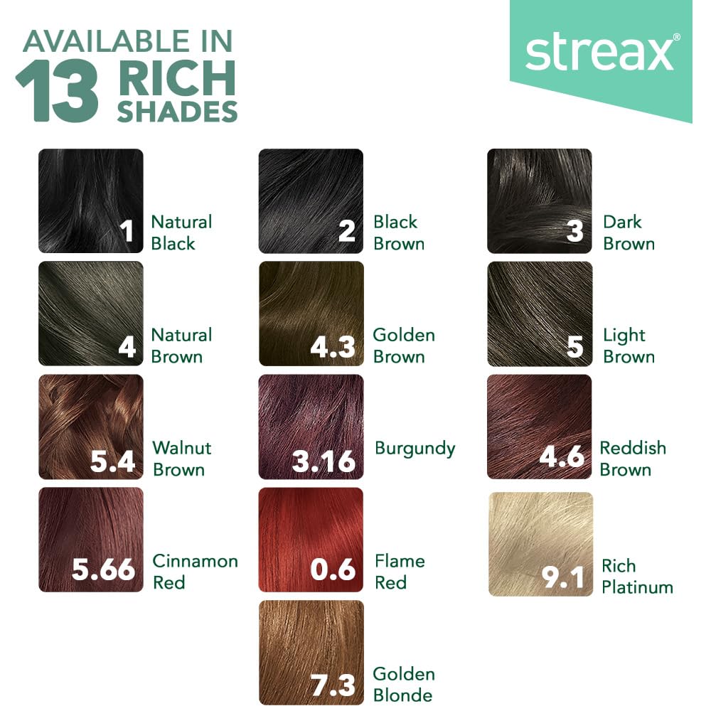 Streax Women's Crème Permanent Hair Colour - 3 Dark Brown Hair Color, 100% Grey Coverage,Ammonia Free Hair Color, Long Lasting Hair Colour, Colourant Tube 60G,