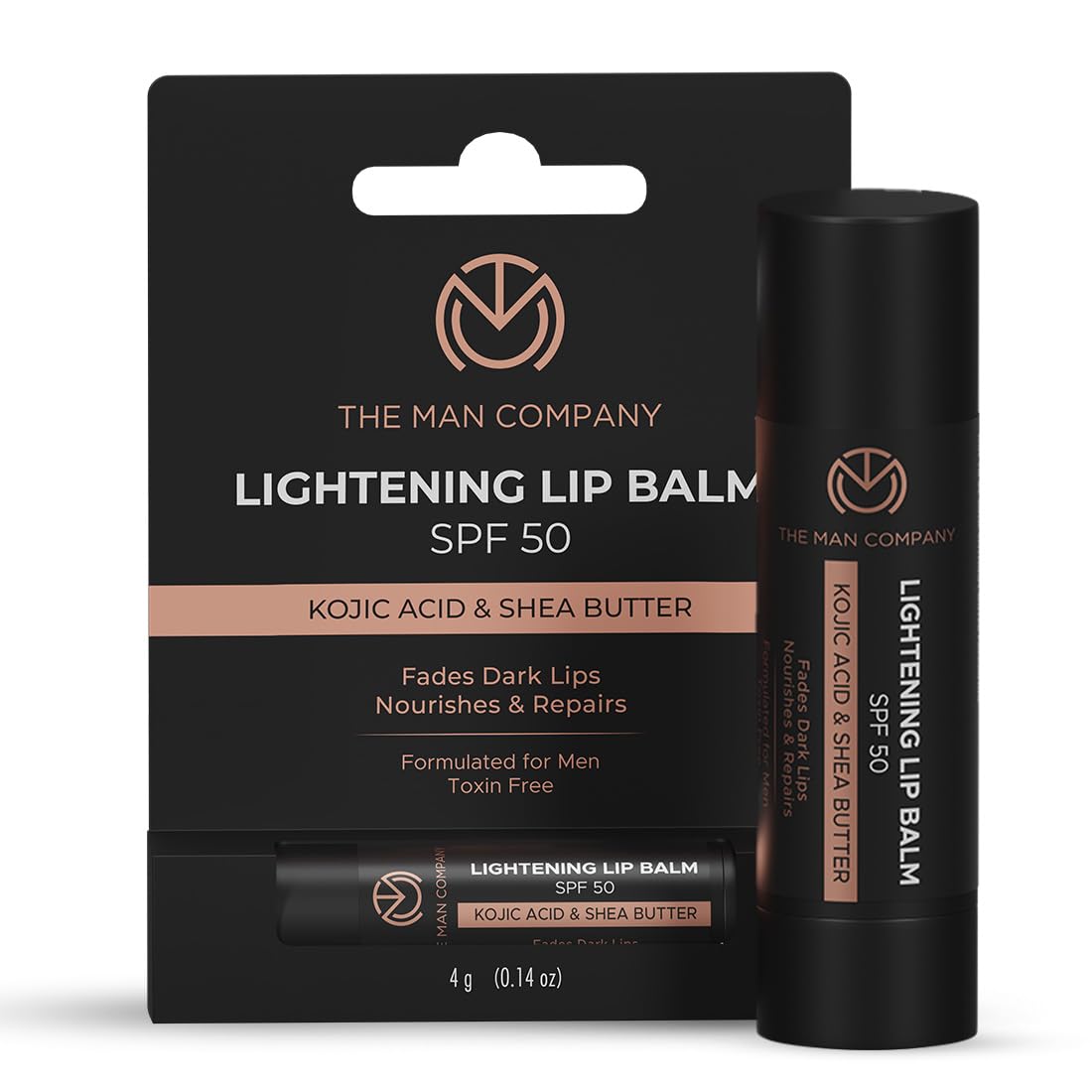 The Man Company Lightening Lip Balm| For Man | Brightens Lips | Non Tinted | Sun Protection with SPF50 | Hydrates | Fades Lip Pigmentation | Kojic Acid & Shea B