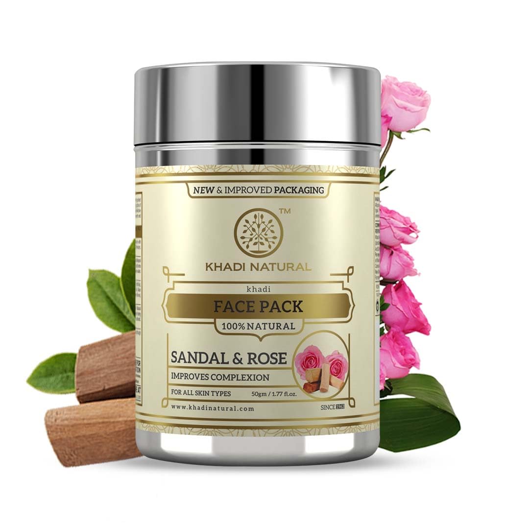 Khadi Natural Sandal and Rose Herbal Face Pack 50 g (Pack of 1)