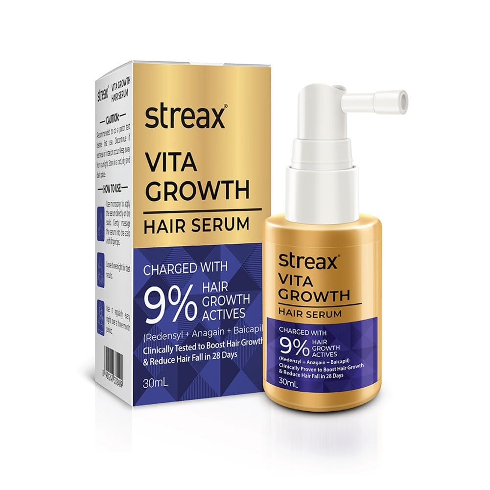 Streax Hair Growth Serum for Scalp, 30 ml with 3% Redensyl, 3% Anagain, 3% Baicapil, Biotin & Caffeine, Hair Serum for Hair Fall Control, For Women & Men 30 ml