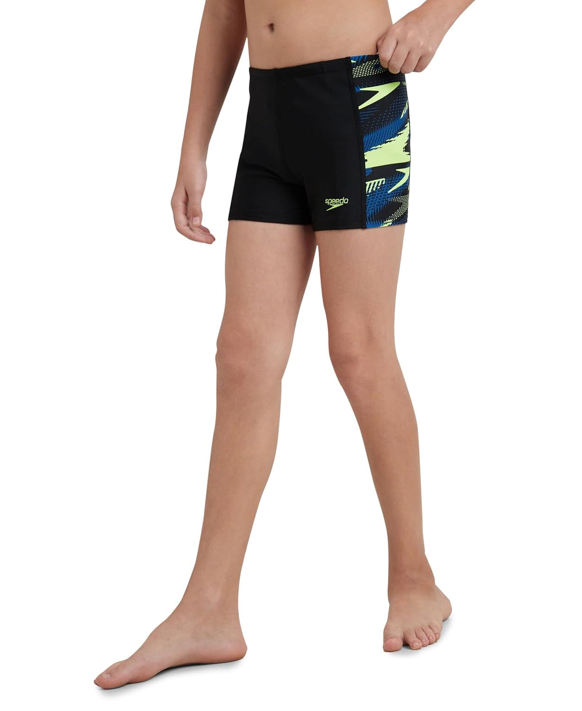 Speedo Boy's Endurance 10 Hyperboom Panel Aquashort - True Navy & Fed Red Black, Turkish Sea & Hyper Yellow 9 Years-10 Years