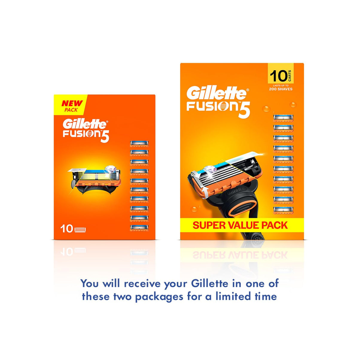 Gillette Fusion 5, Shaving Razor Blades For Men | 10 Cartridge, Super Value Pack | 10 Cartridges Last Up-To 200 Shaves | For Your Perfect Shave And Perfect Bear