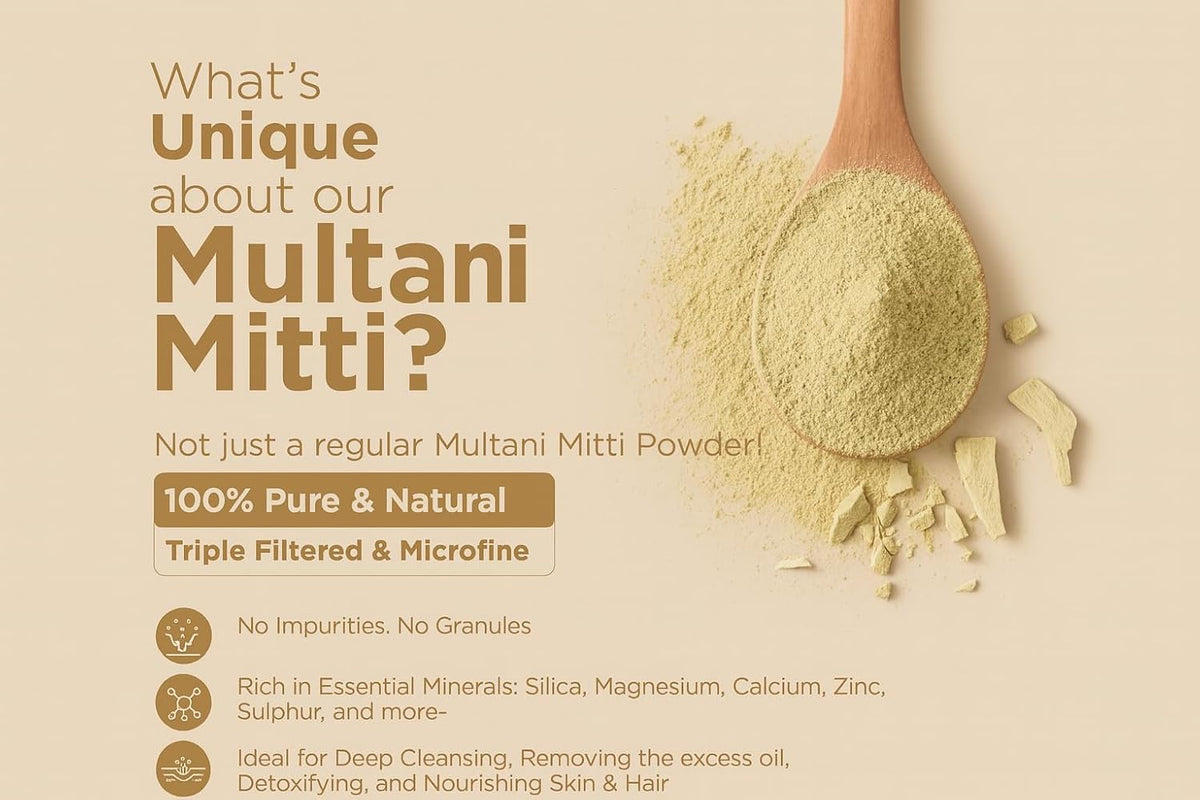 100% Pure Multani Mitti Stone (500gm) | Natural Fuller's Earth Clay for Face Pack, Skin Oil Control | For All Skin Types |