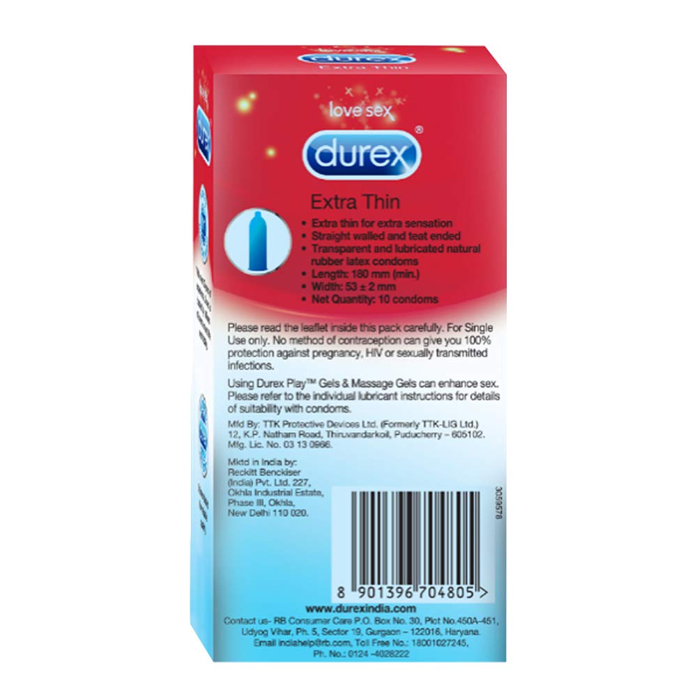 Durex Condoms Combo (Extra Thin 10s, Extra Dots 10s)
