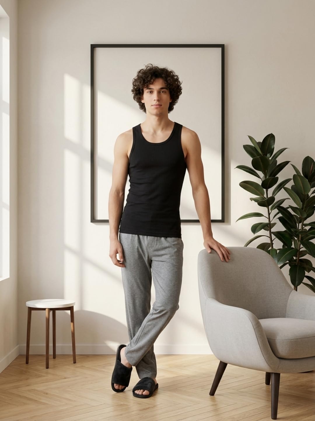 Park Avenue Men Body fit Solid Pattern Pure Cotton Vest 100 Black