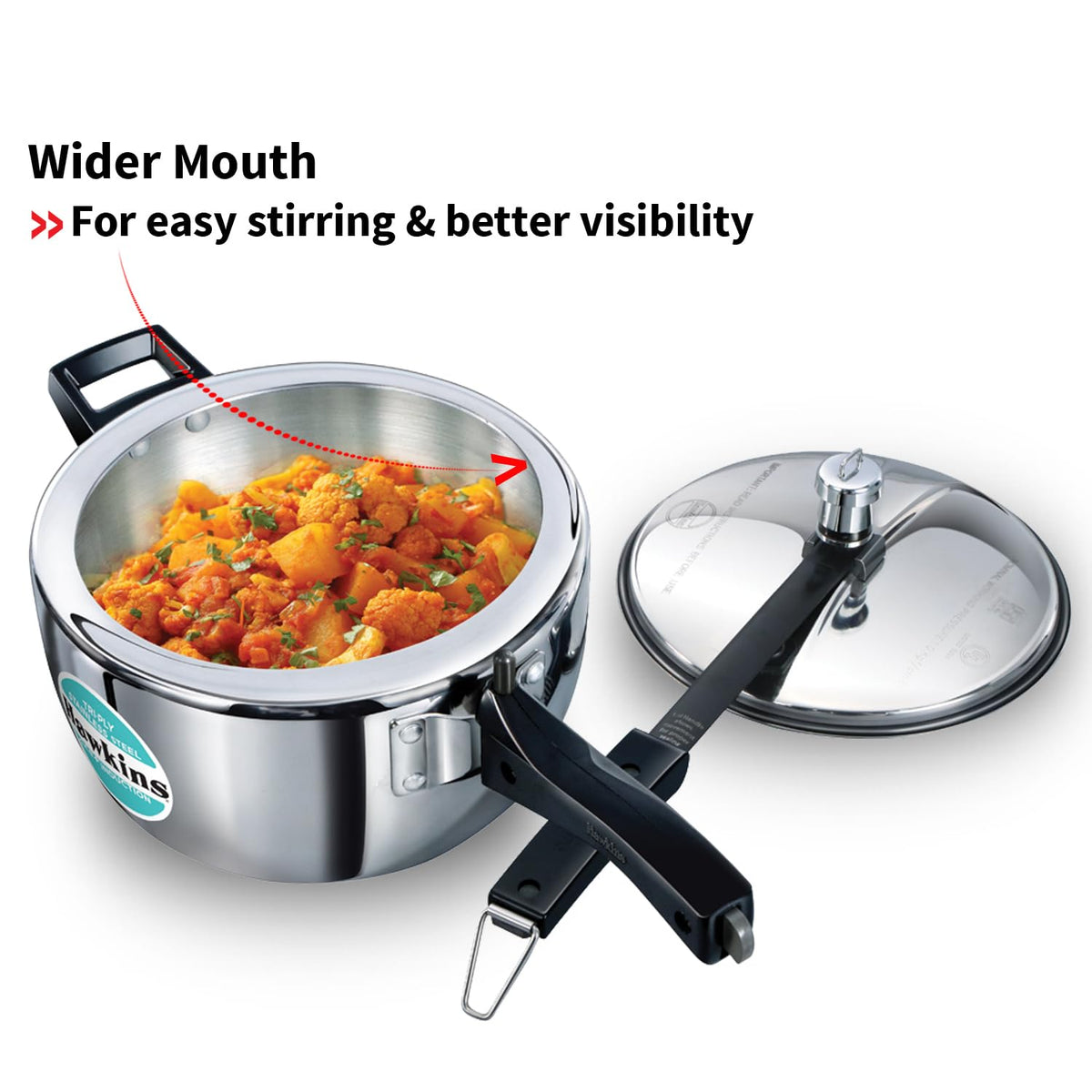 Hawkins 1.5 Litre Triply Stainless Steel Pressure Cooker, Inner Lid Induction Baby Cooker, Silver (HSST15) 1.5 Litres