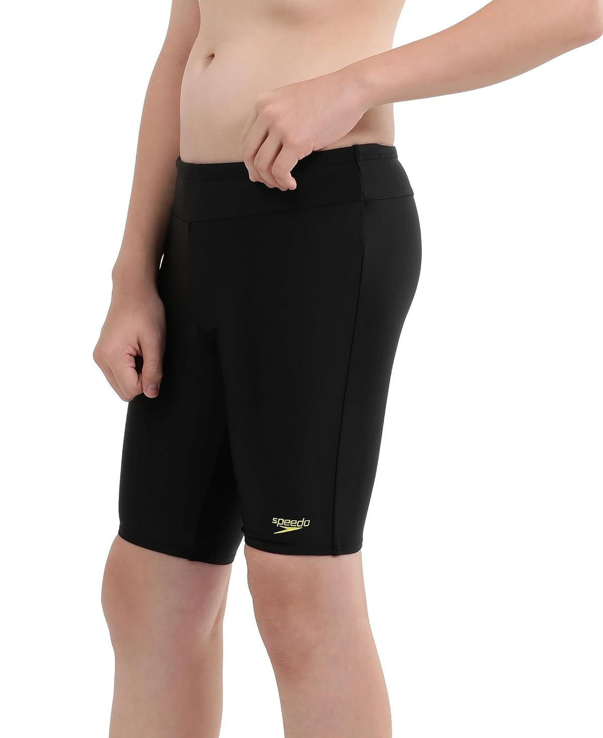 Speedo Boy's Endurance 10 High Chlorine Resistant UPF 40+ Sun Protection Essential Houston Jammer - Black & Lemon Drizzle