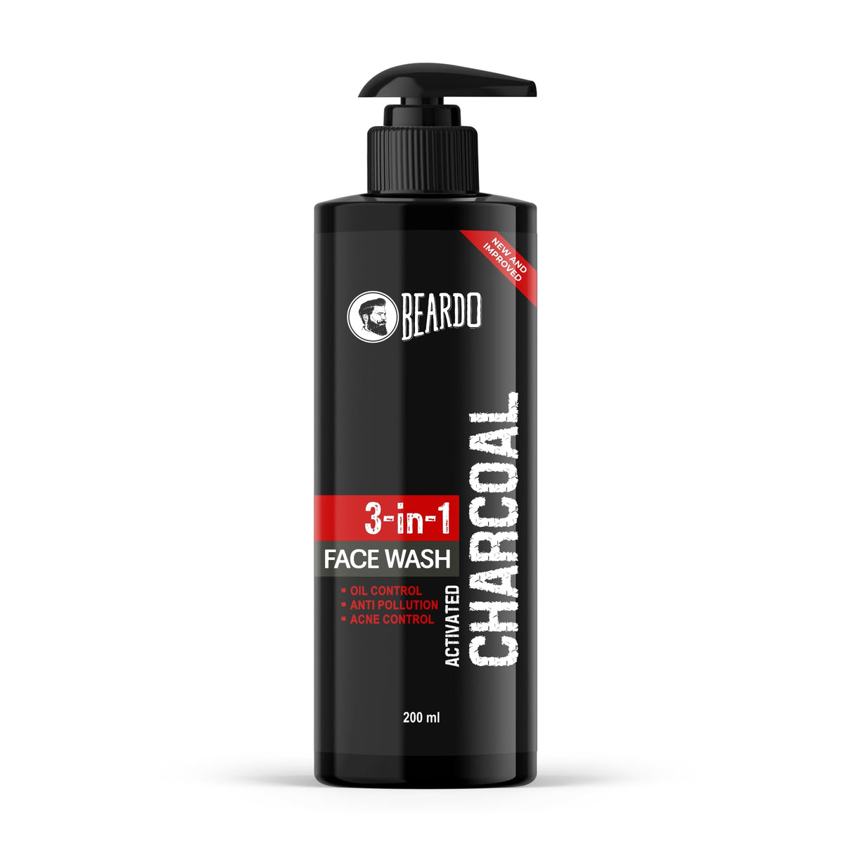 Beardo 3-in-1 Activated Charcoal Face Wash| Deep Cleanse, Exfoliate & Detoxify | All-in-One Face Wash for Oily Skin, Dirt & Pollution Removal | Oil Control Face