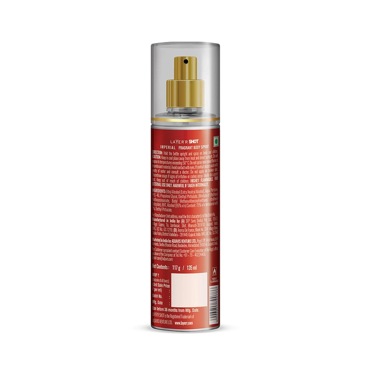 Layer'r SHOT Gold Imperial Deodorant Body Spray for Men 135ml