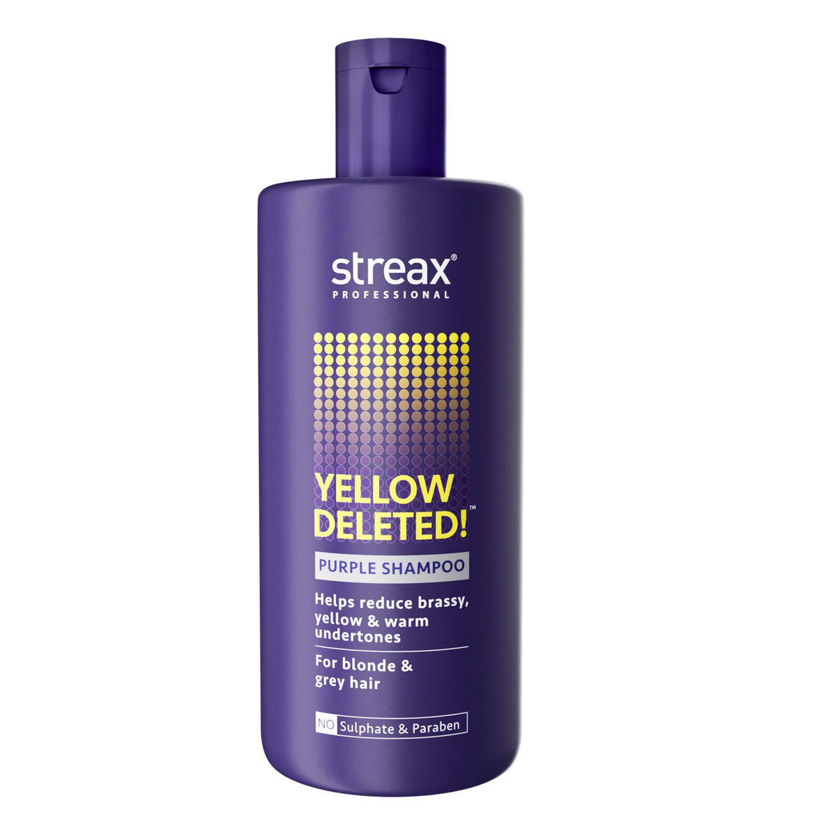 Streax Professional Yellow Deleted! Purple Shampoo, 300 ml I For Prelightened, Blonde & Grey Hair I Sulphate & Paraben Free