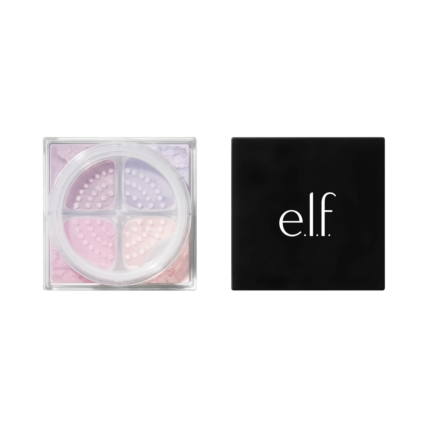 e.l.f. Set it Bright Powder Quad, Brightening Loose Setting Powder, Bakes, Blurs & Sets for Soft-Matte Radiance, Velvet Puff Included, Vegan & Cruelty-Free, Lilac Haze (Fair-Tan)