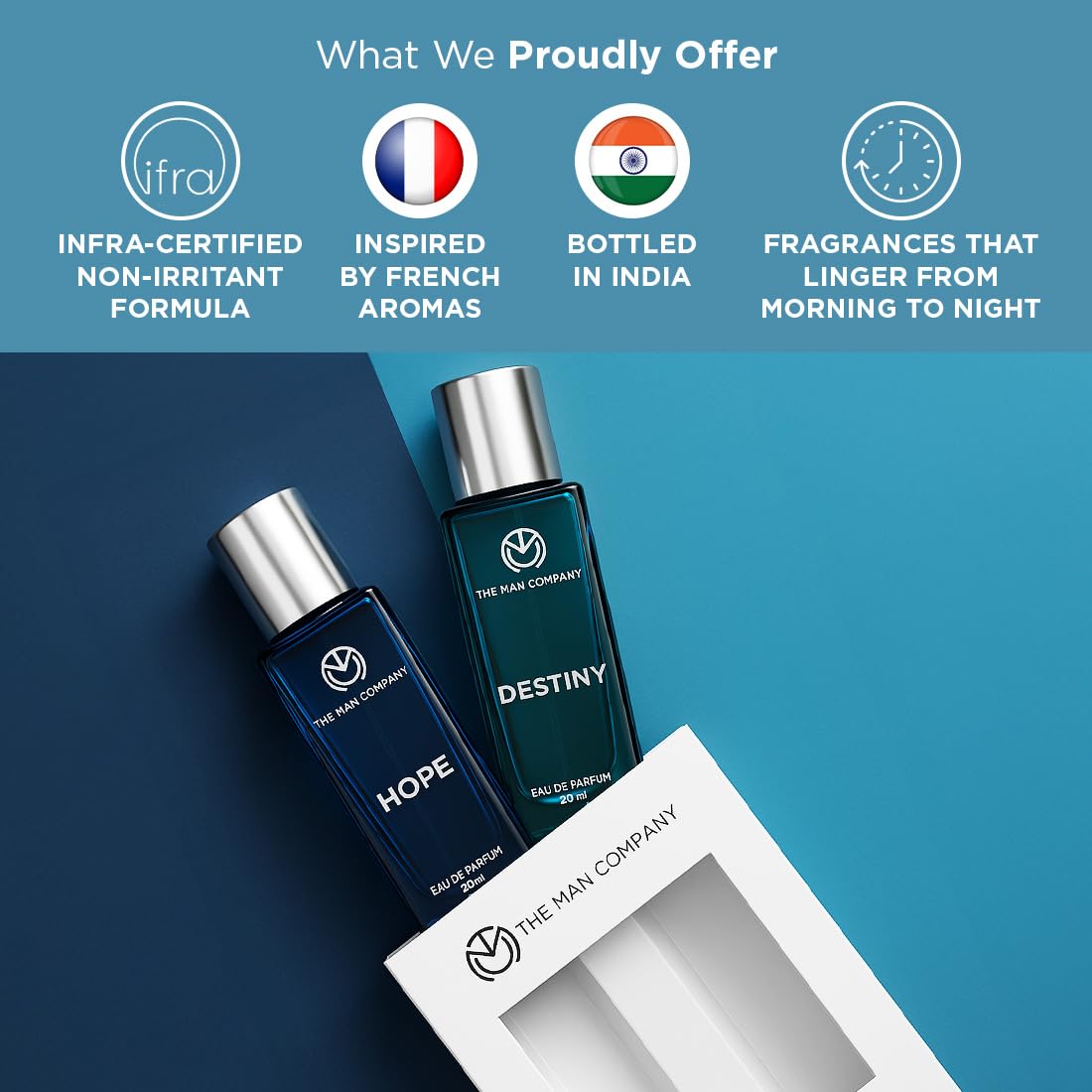 The Man Company Fragrance Fusion Duo, Hope and Destiny Perfume Gift Set | Eau De Parfum Set, 20ml x 2 | Gift for Man | Long-Lasting EDP | Premium Perfume for Ma