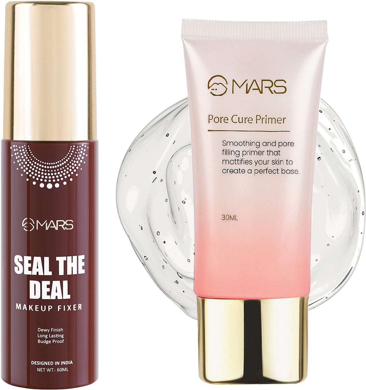 MARS Pore Cure Long Lasting Makeup Primer and Budge Proof Makeup Fixer Primer - 90 ml (Transparent)