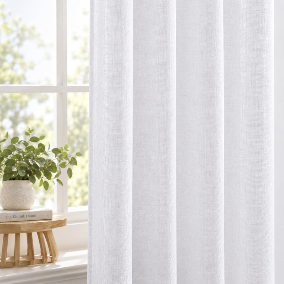 Farmhouse Curtains 50x84 inch White Textured Slub,Bathroom Curtains,Bathroom Window Curtains,84inch Curtain,Cotton Curtains,tab top Curtains,White Cotton Curtai