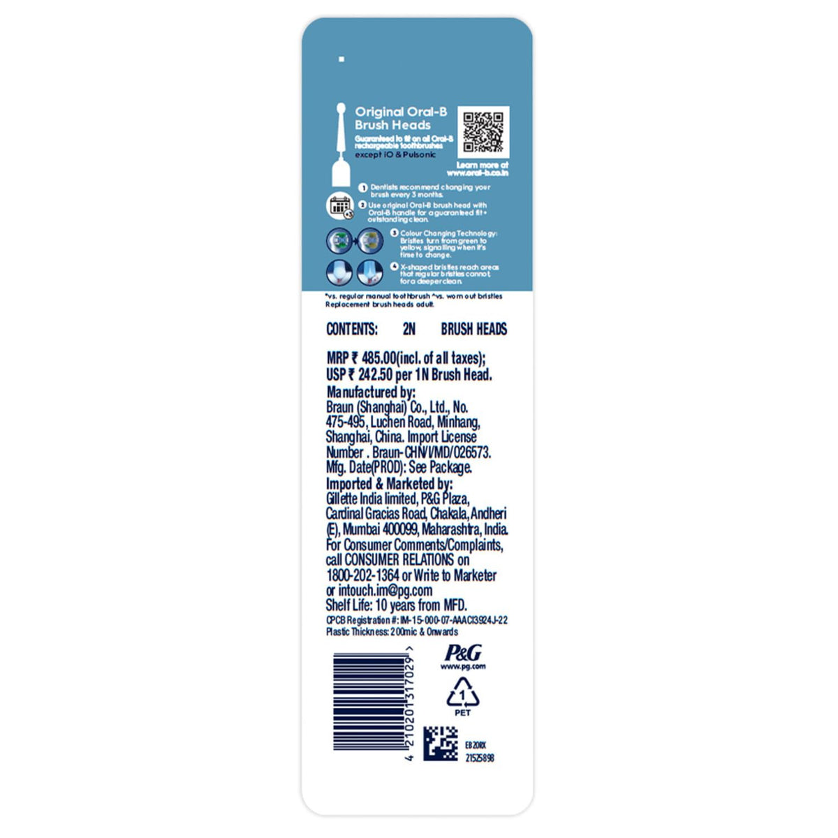 Oral-B ORIGINAL Precision Clean Electric Toothbrush Soft Replacement Brush [10X POWERFUL THAN COMPATIBLE PRODUCTS] For Vitalty,Pro,Smart Series, 2 refills, Dail