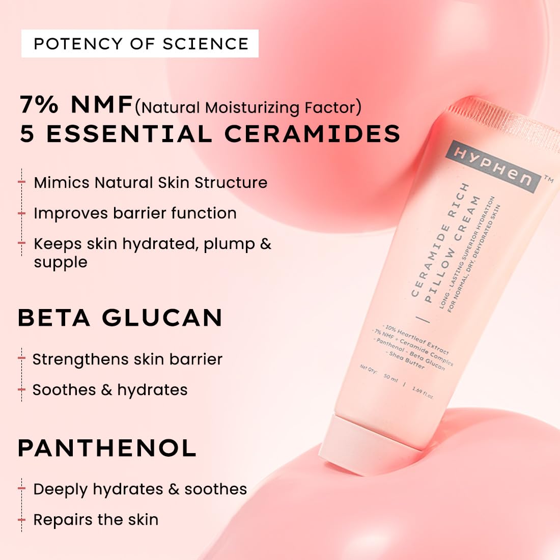 Hyphen 10% Heartleaf Extract & 7% Ceramides-NMF Face Cream Moisturizer | Rich Pillow Cream For Hydration, Deep Nourishment & Barrier Repair | For Dry Skin, Norm