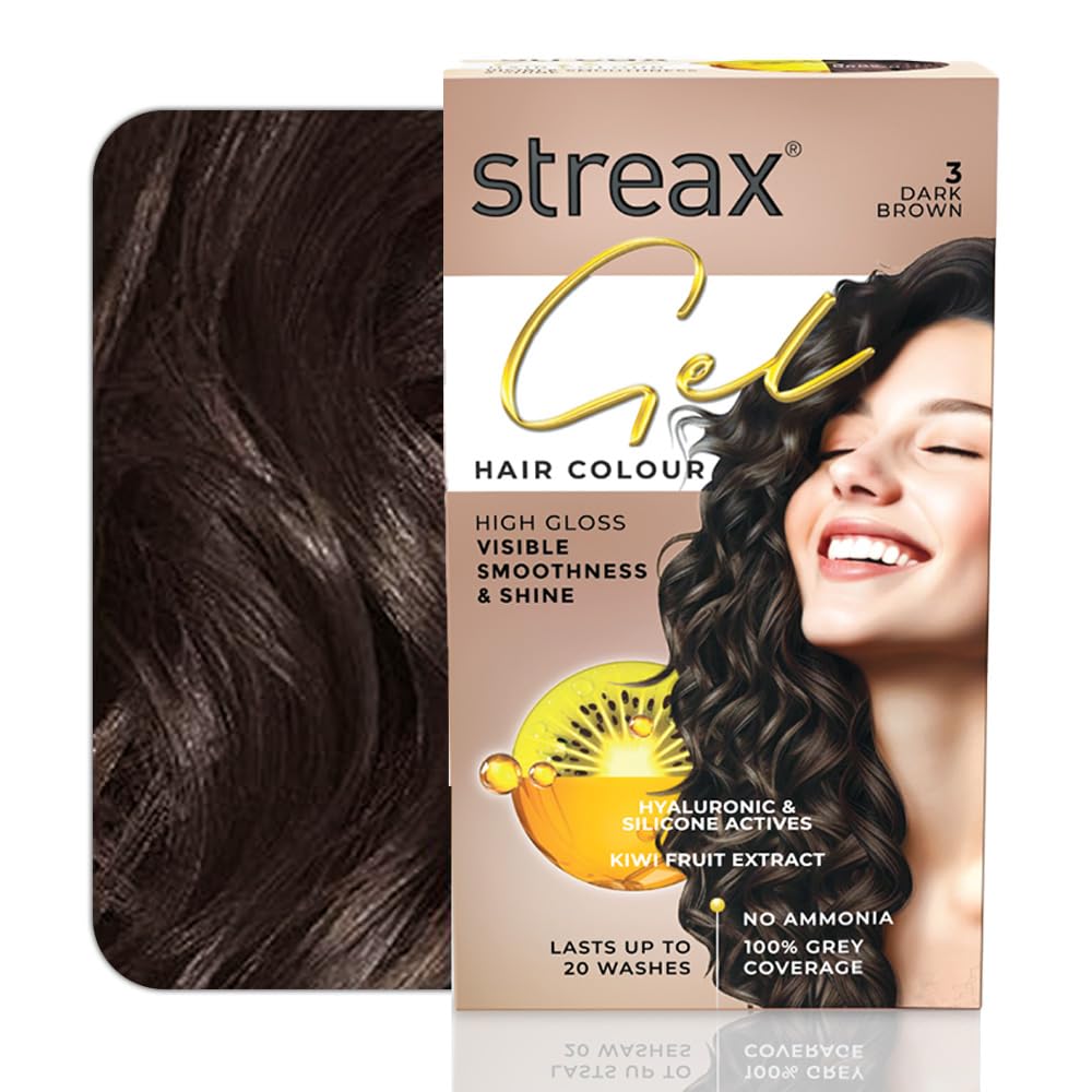 Streax Hair Serum 115 ml with Walnut for Frizzy & Dry Hair and Streax Gel Hair Colour Dark Brown 150 ml