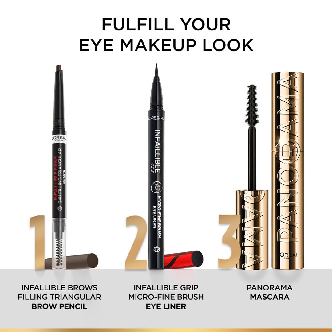 L’Oreal Paris Infallible 24H Brow Filling Triangular Pencil- 1.0 Ebony, 1g