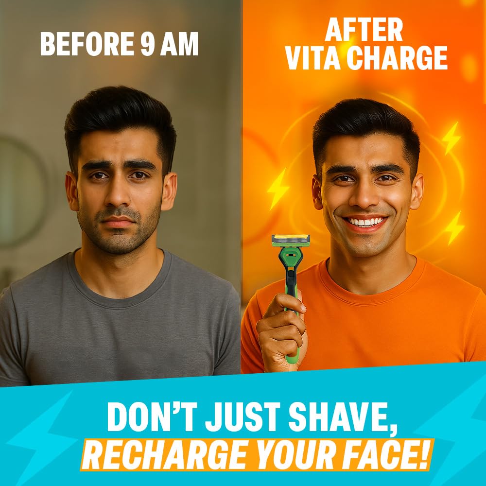 Bombay Shaving Company Vita Charge 3 Razor and Pack of 2 Cartridges