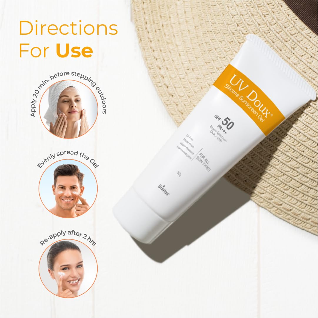 UV Doux Silicone Sunscreen Gel SPF50 PA+++ 50gm & UV Doux Face Cleanser 125ml Combo | Ultimate Skincare Duo for Sun Protection & Deep Cleansing | Non-Greasy, De