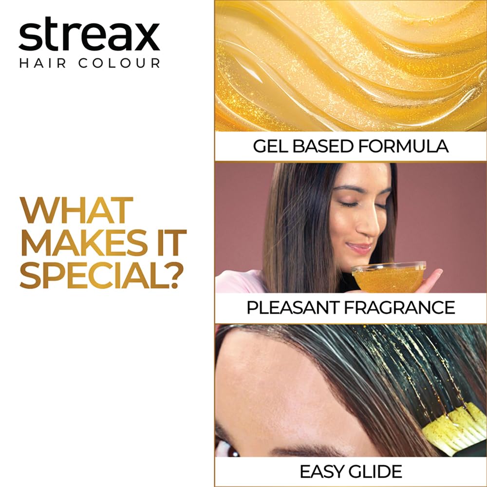 Streax Gel Hair Colour for Women & Men, Dark Brown 3, 150ml | Hair Colour Dark Brown| 100% grey coverage | Long Lasting Hair Color, Easy to Use | Ammonia-Free H
