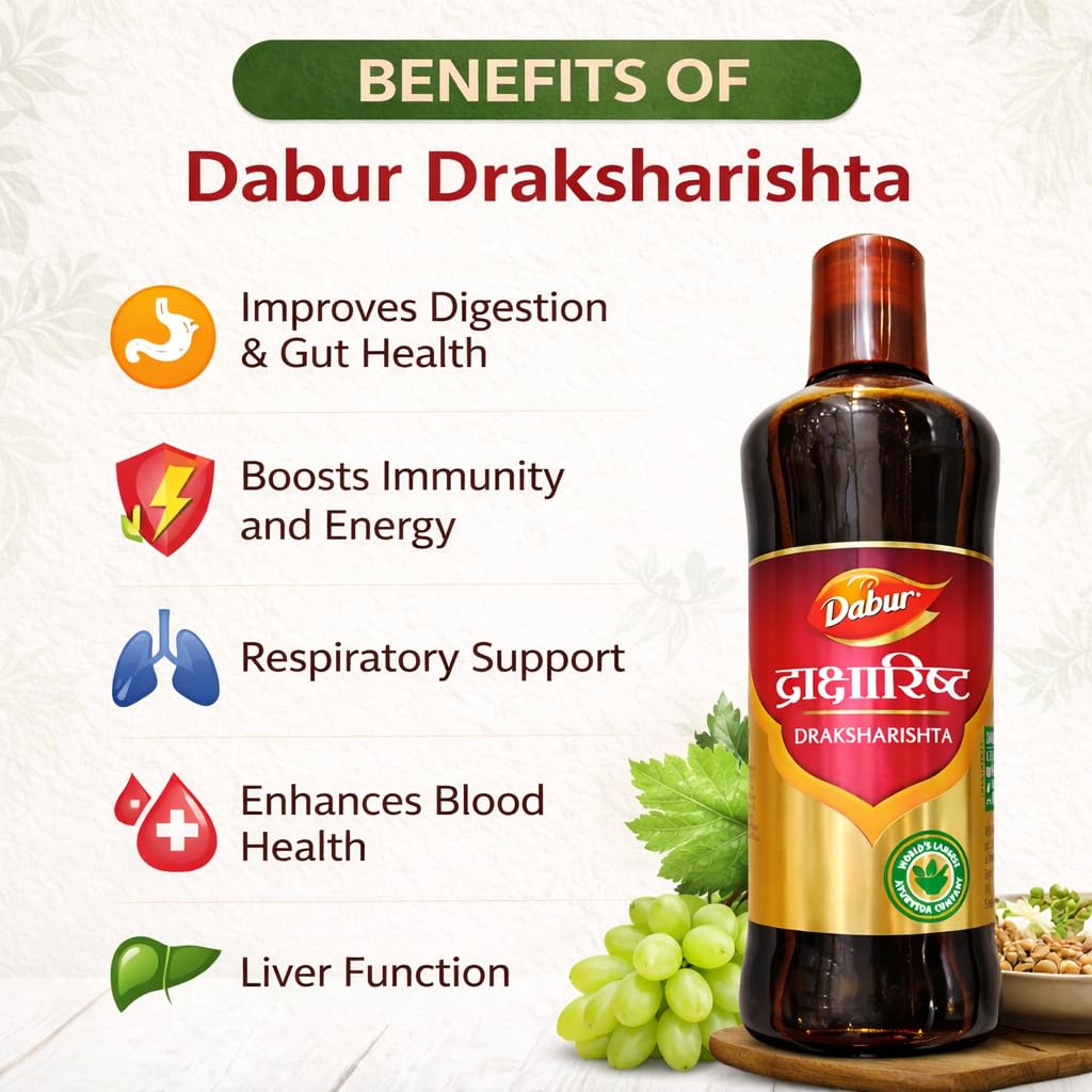 Dabur Draksharishta Ayurvedic Tonic for Digestion | 450 ml | Pack of 1 Bottle