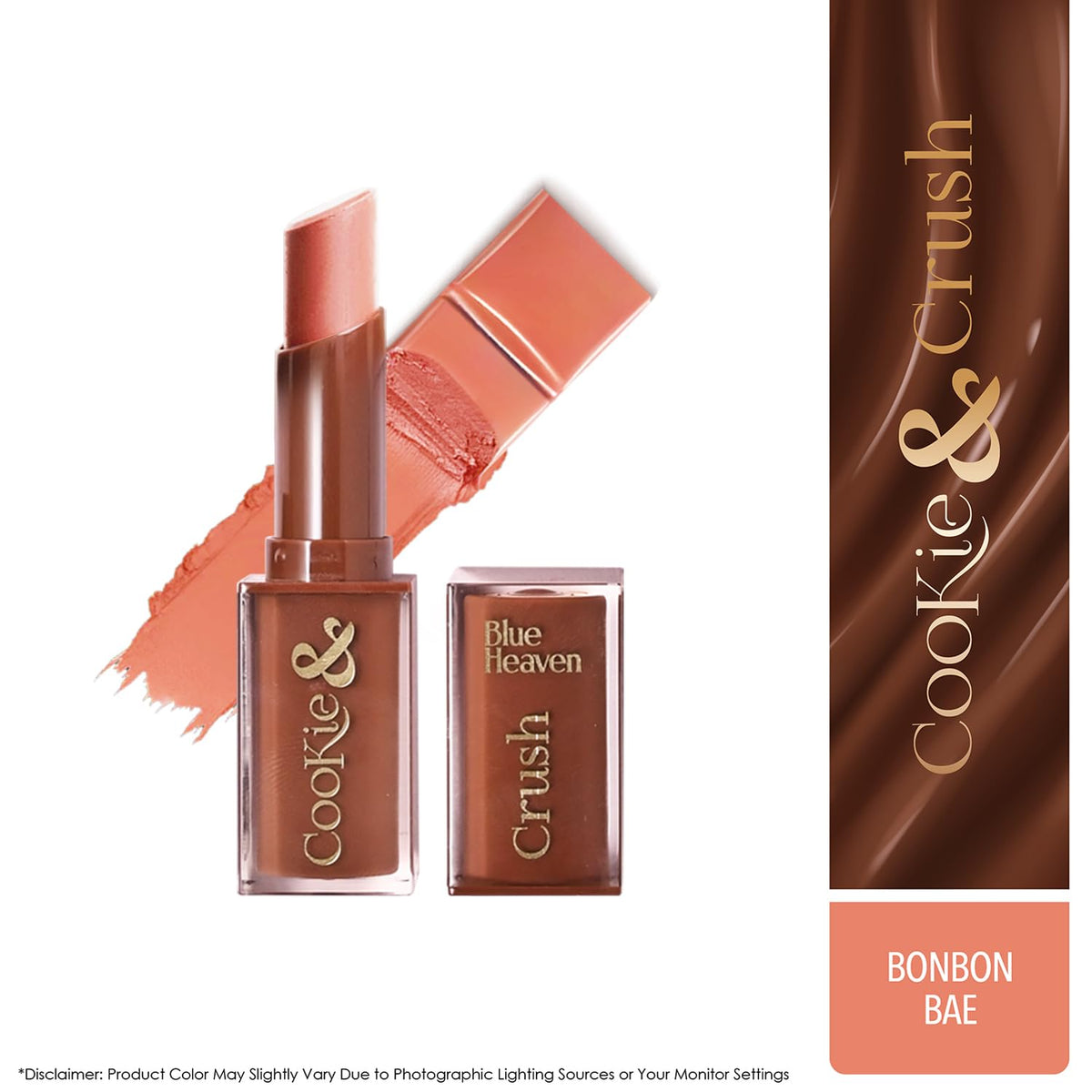 Blue Heaven Cookie & Crush Matte Lipstick for Women, Long lasting lipstick, Enriched with Cocoa Butter & Rosehip oil, Softening and Nourishing Lipstick - Bonbon Bae, 3.4g