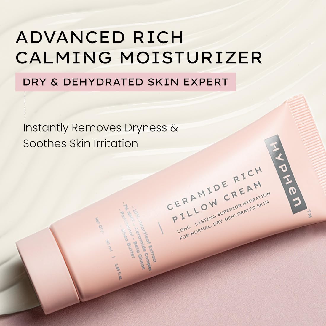 Hyphen 10% Heartleaf Extract & 7% Ceramides-NMF Face Cream Moisturizer | Rich Pillow Cream For Hydration, Deep Nourishment & Barrier Repair | For Dry Skin, Norm