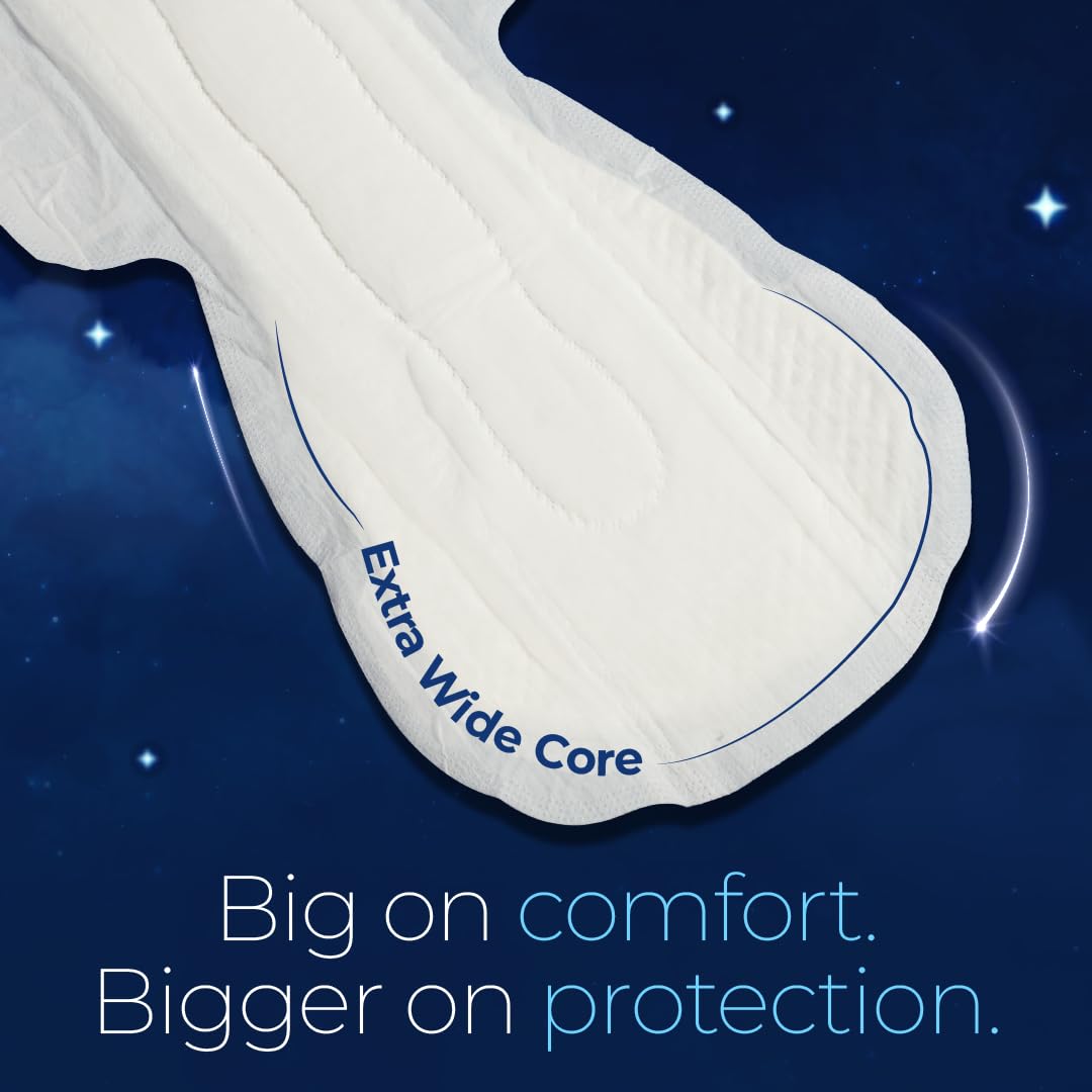 Nua All Night Comfort Sanitary Pads | Pack of 16 (XXXL 400mm) | Extra Wide Core | Front to Back Coverage | Upto 12 Hours of Absorption | Super Soft and Breathab