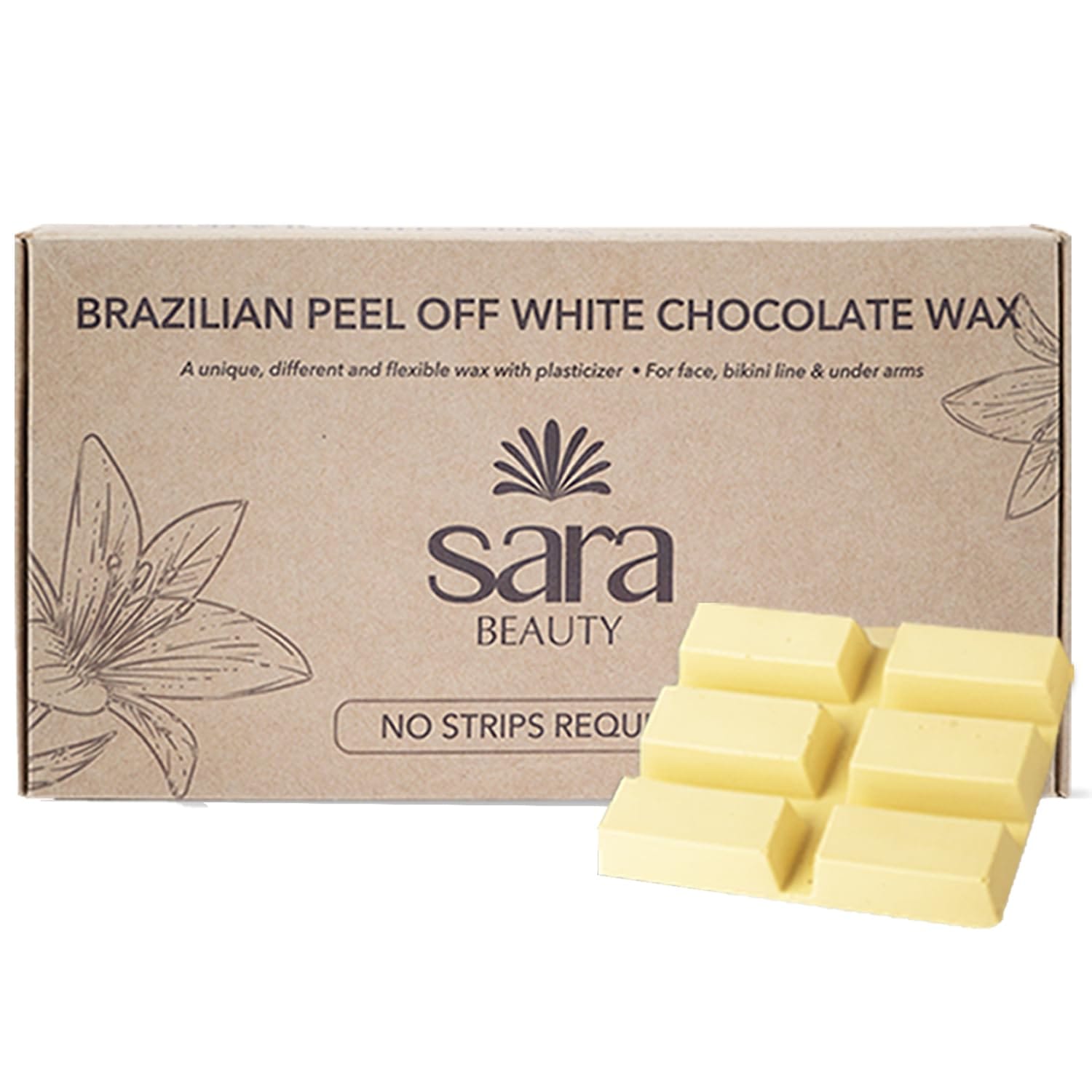 SARA - Brazilian Peel off White Chocolate Wax For Face, Under Arms & Intimate Hair Removal, (500)g