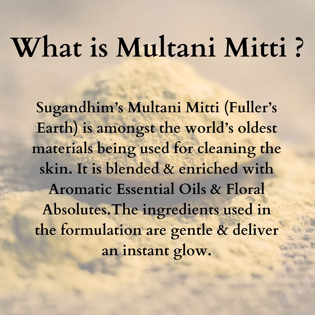 Sugandhim Multani Mitti 100% Natural Blend, Instant Glow, Refreshing, Scrubber, Nourishment, Antiseptic, Antidepressant & Anti-Anxiety Properties, Made In India