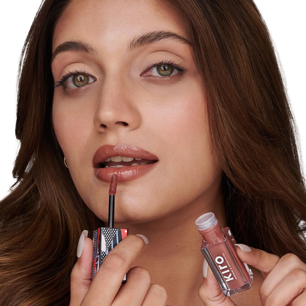 Kiro Glossfinity Crème Gloss - Cocoa Walnut, 5ml | High-Shine Nude Lip Gloss | Hydrating, Non-Sticky Formula | Enriched with Murumuru & Cupuacu Butters | 8 Shades for Every Indian Skin Tone