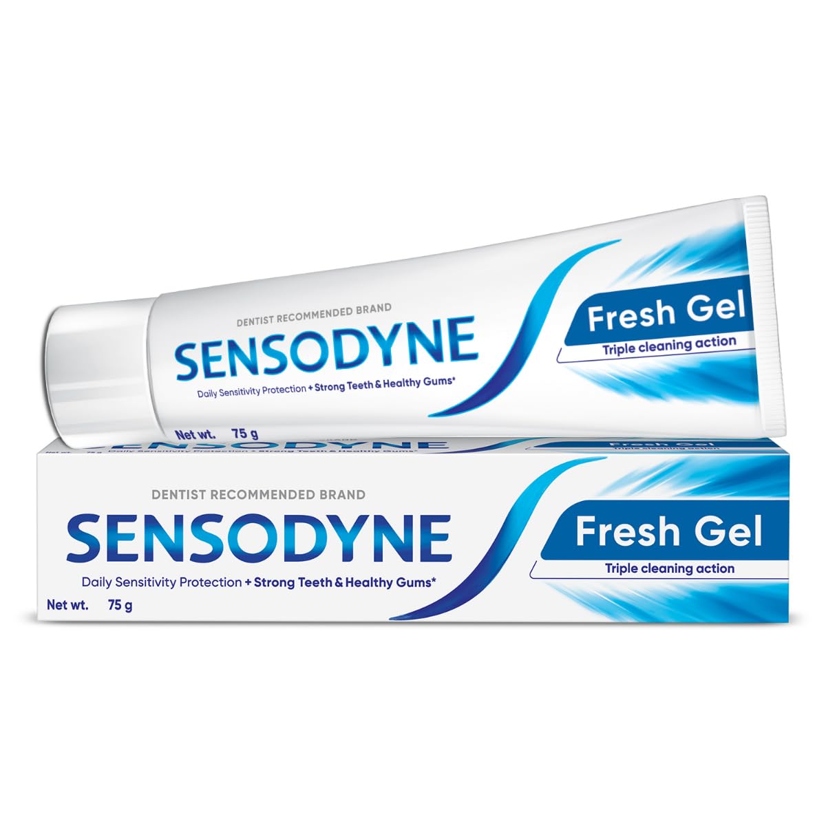 Sensodyne Toothpaste Fresh Gel | Daily Sensitivity Relief Tooth Paste Pack of 1 - 75gm | Dentist Recommended | Everyday Use Paste, Fresh Breath, Fights Tooth De