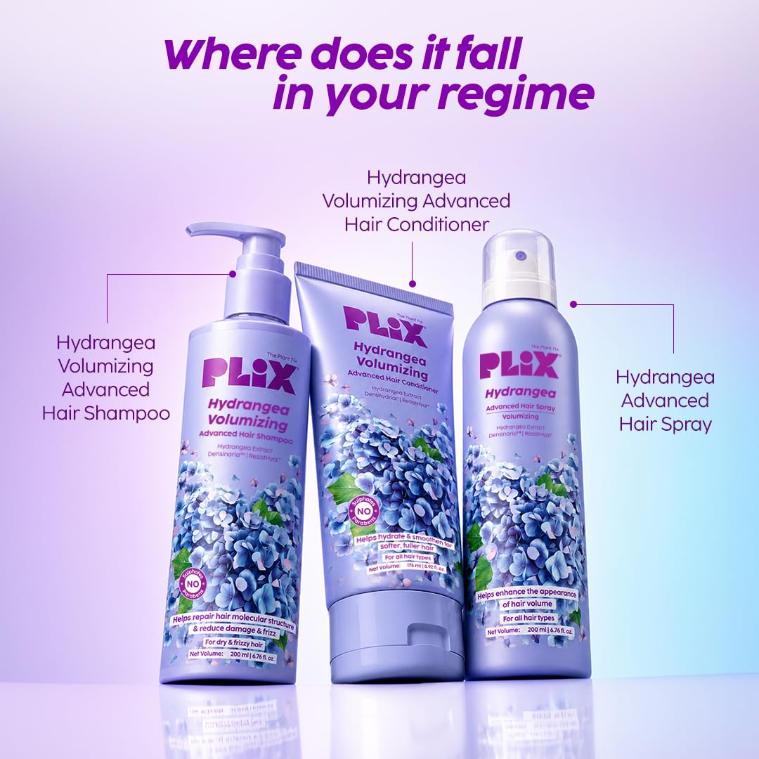 PLIX Hydrangea Volumizing Advanced Hair Shampoo 200ml | Fuller-Looking Volume